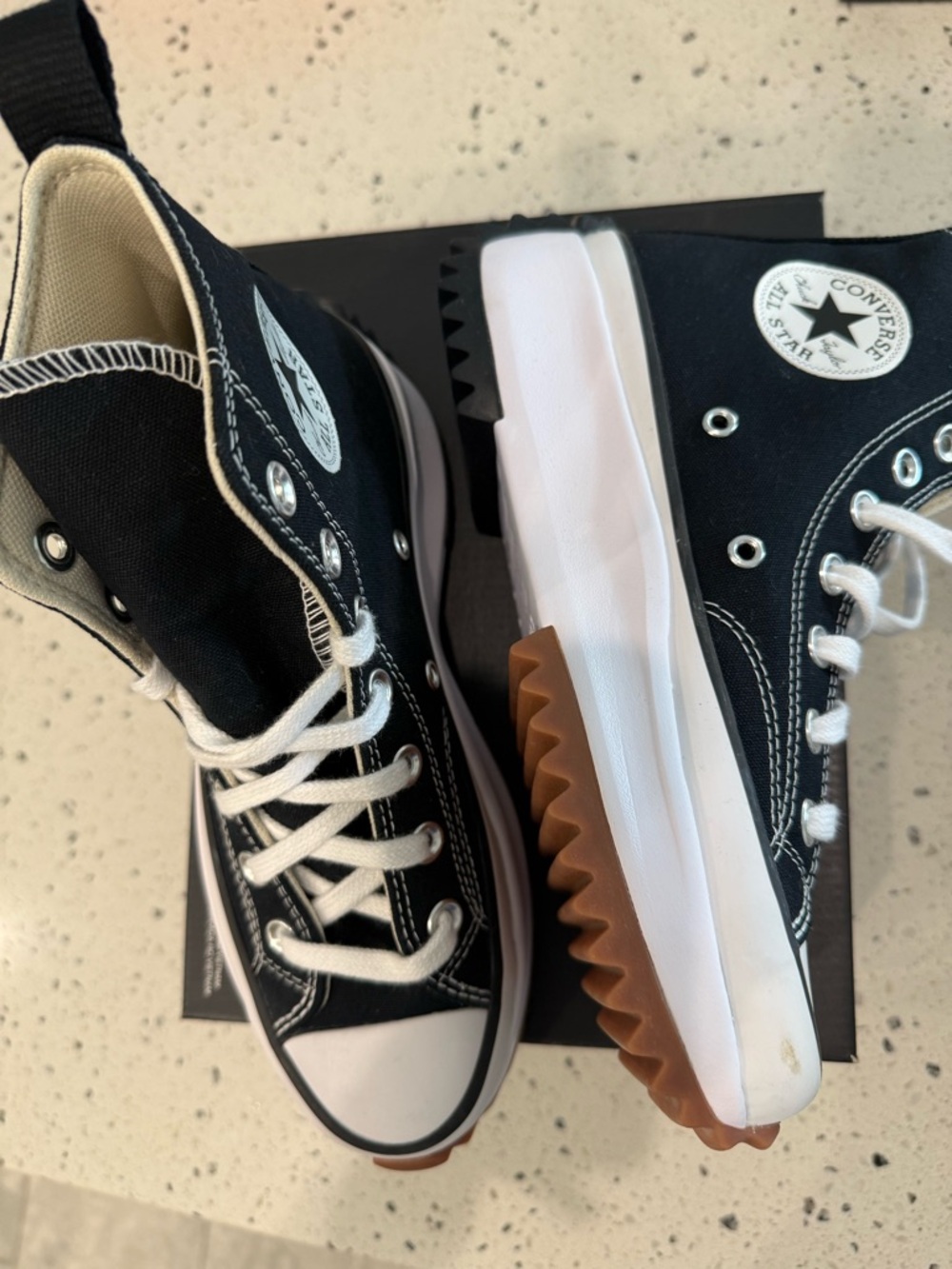 Converse Black/White High-Top Sneakers with Gum Lug Sole Run Star Hiking